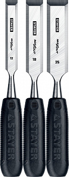 Набор стамесок с пластмассовой рукояткой STAYER Max-Cut, 3шт