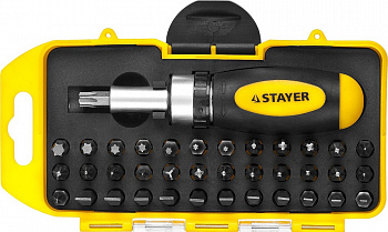 Реверсивная отверка STAYER Compact-38, с насадками 38 шт