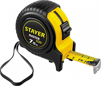 Рулетка STAYER Master 7.5м / 25мм, в ударостойком обрезиненном корпусе