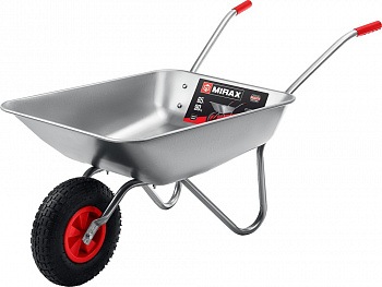 Садовая тачка MIRAX MX-1, 65 л, 90 кг, одноколесная, оцинкованная сталь