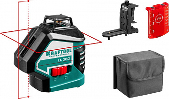 Нивелир лазерный KRAFTOOL LL360 #2, 2х360°, 20м/70м, IP54, точн. +/-0.2 мм/м, держатель, в коробке