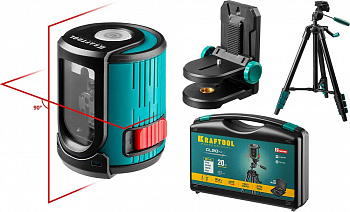 Нивелир лазерный KRAFTOOL CL 20 #4, 20 м, IP54, точн. +/-0.2 мм/м, держатель, штатив, в кейcе