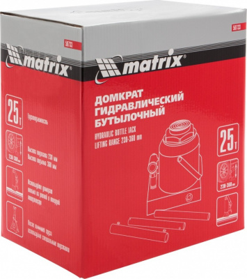 Домкрат гидравлический бутылочный, 25 т, высота подъема 230-360 мм MatrixMatrix