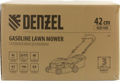 Газонокосилка бензиновая GLD-420, 146 см3, ширина 42 см, 40 л DenzelDenzel